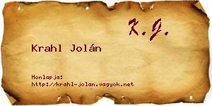 Krahl Jolán névjegykártya